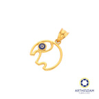 Arthesdam Jewellery 916 Gold Elephant Outline Evil Eye Pendant