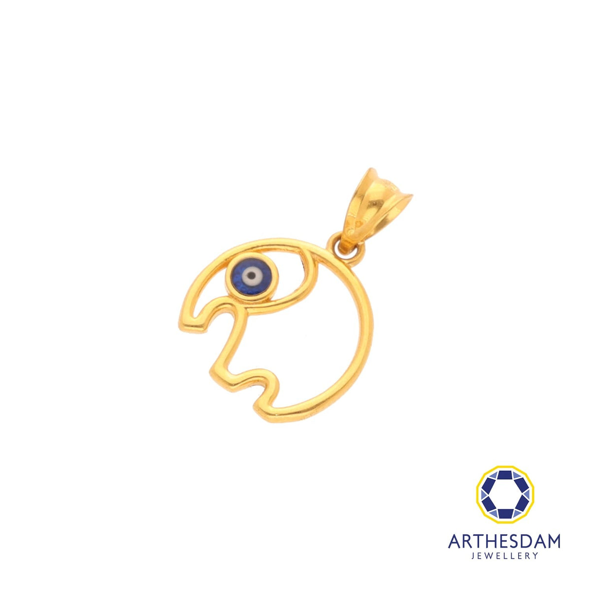 Arthesdam Jewellery 916 Gold Elephant Outline Evil Eye Pendant