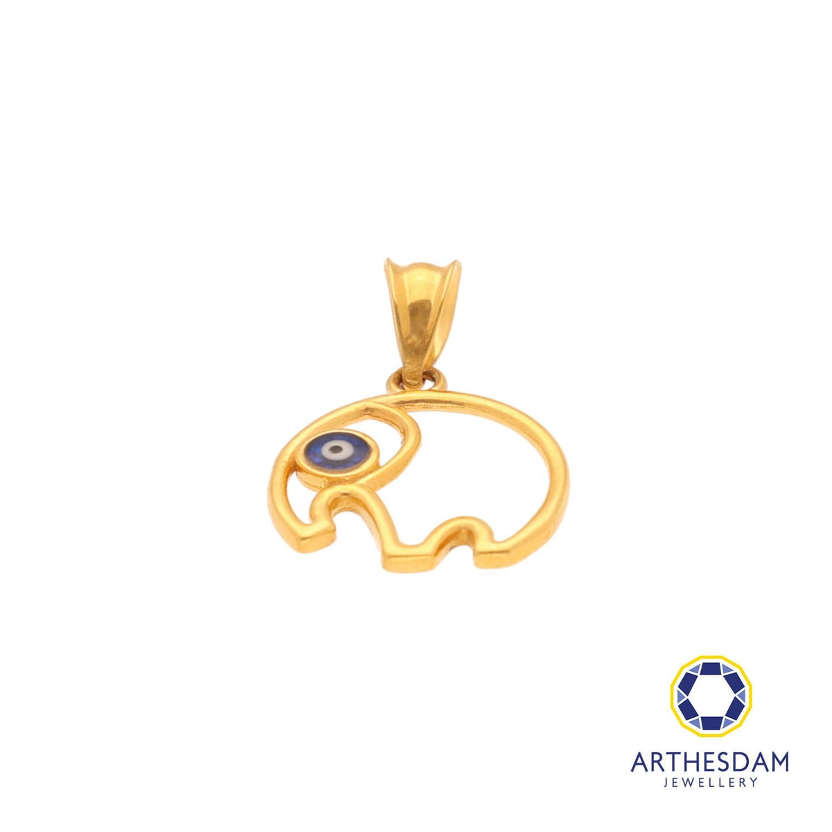 Arthesdam Jewellery 916 Gold Elephant Outline Evil Eye Pendant
