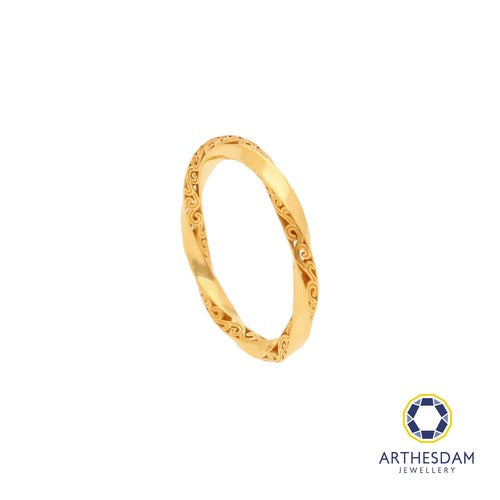 Arthesdam Jewellery 916 Gold Twisted Wave Engraved Ring