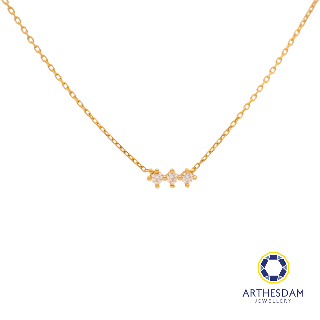 Arthesdam Jewellery 916 Gold Minimalist Three Stone Necklace