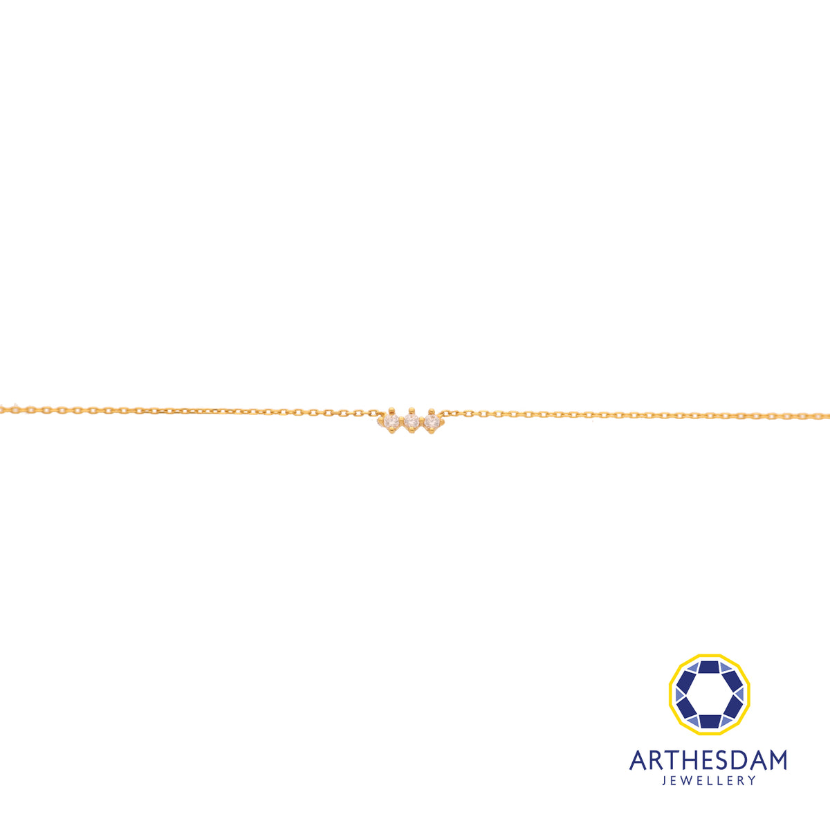 Arthesdam Jewellery 916 Gold Minimalist Three Stone Necklace
