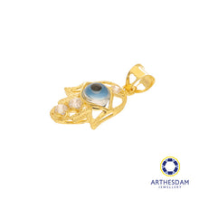 Load image into Gallery viewer, Arthesdam Jewellery 916 Gold Sparkling Hamsa Hand with Evil Eye Pendant
