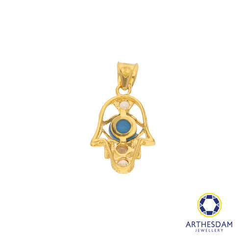 Arthesdam Jewellery 916 Gold Sparkling Hamsa Hand with Evil Eye Pendant