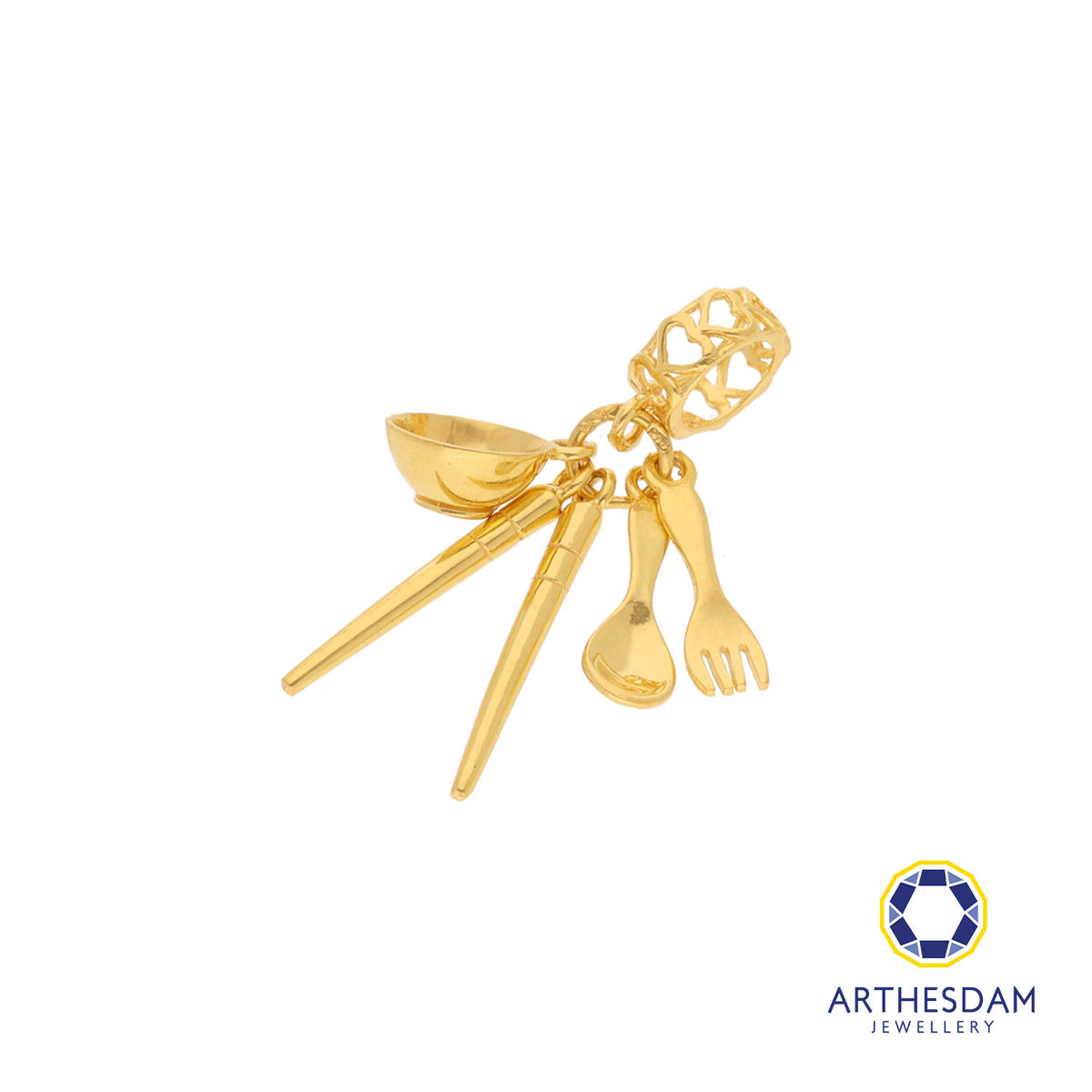 Arthesdam Jewellery 916 Gold Miniature Cutlery Set Charm
