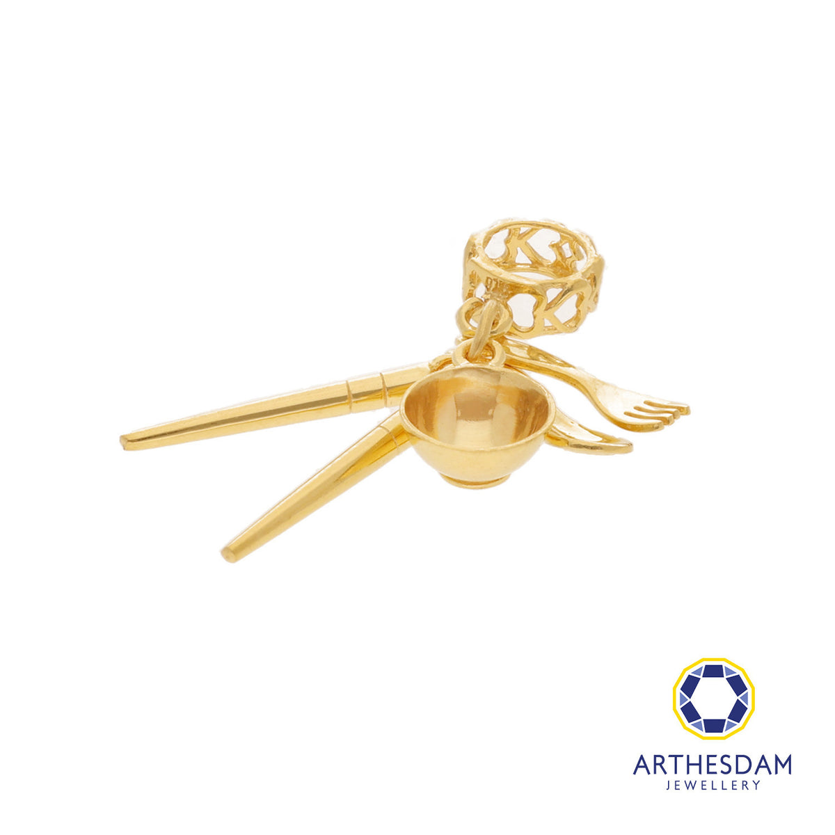 Arthesdam Jewellery 916 Gold Miniature Cutlery Set Charm