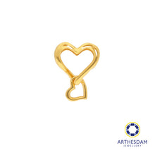 Load image into Gallery viewer, Arthesdam Jewellery 916 Gold Outline Heart with Small Heart Charm
