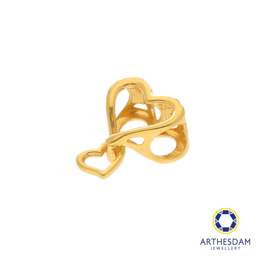 Arthesdam Jewellery 916 Gold Outline Heart with Small Heart Charm