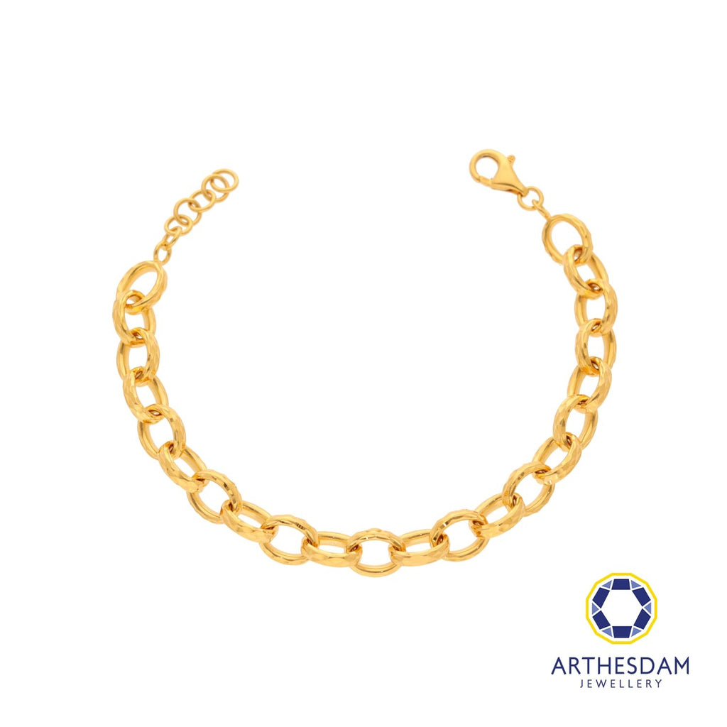 Arthesdam Jewellery 916 Gold Faceted Round Link Bracelet