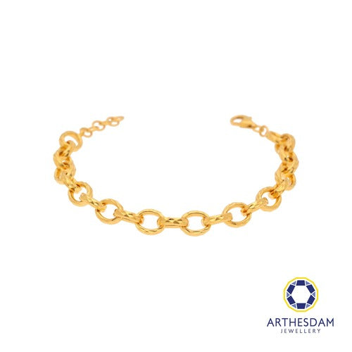 Arthesdam Jewellery 916 Gold Faceted Round Link Bracelet
