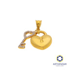 Arthesdam Jewellery 916 Gold Heart Lock with Spakling Key Pendant