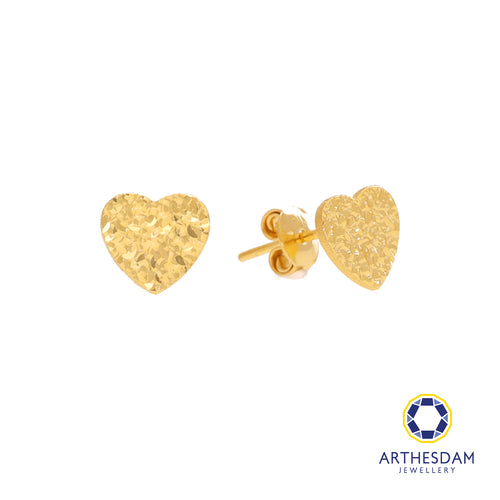 Arthesdam Jewellery 916 Gold Glittery Heart Earrings