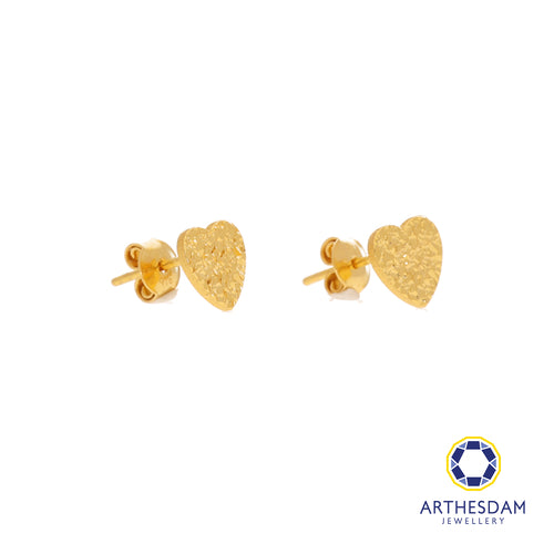 Arthesdam Jewellery 916 Gold Glittery Heart Earrings