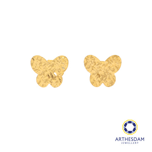 Arthesdam Jewellery 916 Gold Glittery Butterfly Earrings