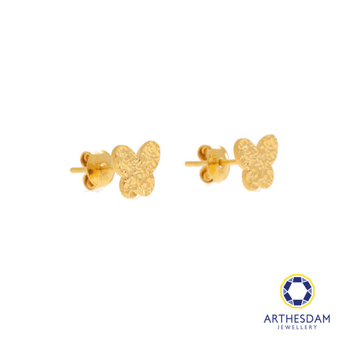 Arthesdam Jewellery 916 Gold Glittery Butterfly Earrings