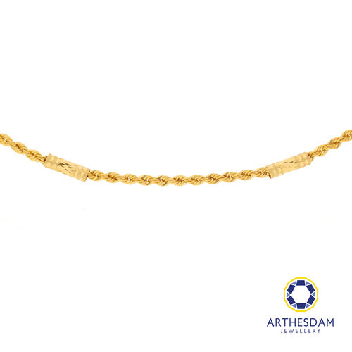 Arthesdam Jewellery 916 Gold Modern Rope with Faceted Tube Chain