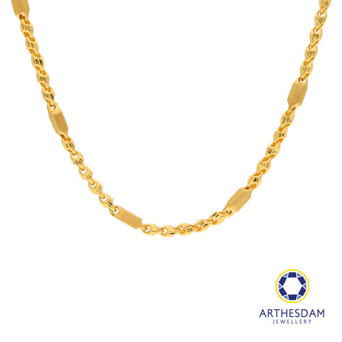 Arthesdam Jewellery 916 Gold Shell with Sandblasted Tube Chain