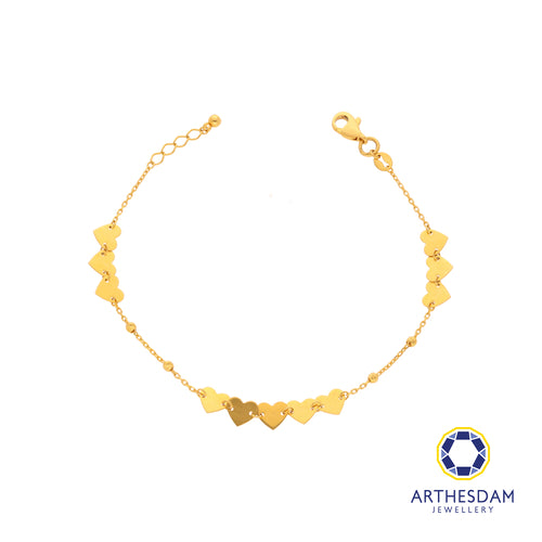Arthesdam Jewellery 916 Gold Dainty Connecting Hearts Cutout Bracelet