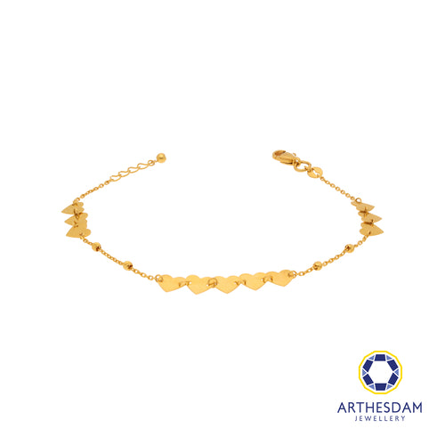 Arthesdam Jewellery 916 Gold Dainty Connecting Hearts Cutout Bracelet
