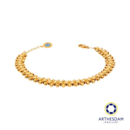 Arthesdam Jewellery 916 Gold Triple Disco Ball with Evil Eye Bracelet