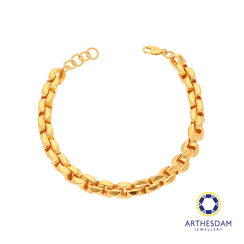 Arthesdam Jewellery 916 Gold Hollow Chunky Square Link Bracelet