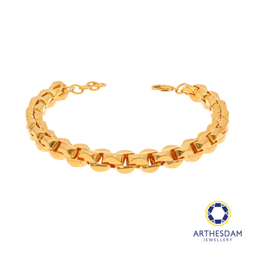 Arthesdam Jewellery 916 Gold Hollow Chunky Square Link Bracelet