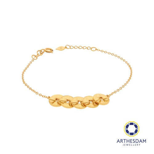 Arthesdam Jewellery 916 Gold 5 Lucky Coins Sui Sui Bing Bracelet