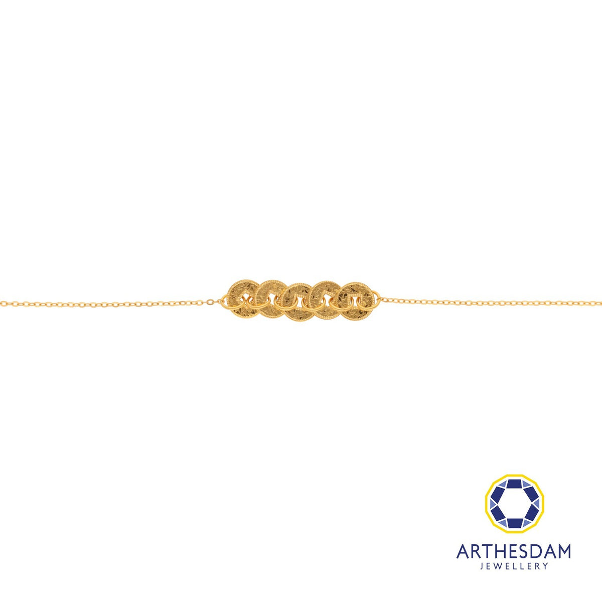 Arthesdam Jewellery 916 Gold 5 Lucky Coins Sui Sui Bing Bracelet