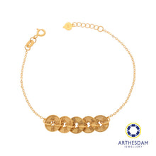 Load image into Gallery viewer, Arthesdam Jewellery 916 Gold Blessing 5 Lucky Coins Bracelet
