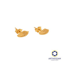 Load image into Gallery viewer, Arthesdam Jewellery 916 Gold Twisted Leaf Earrings
