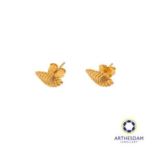 Load image into Gallery viewer, Arthesdam Jewellery 916 Gold Twisted Leaf Earrings
