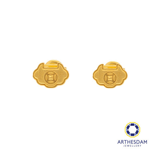 Arthesdam Jewellery 916 Gold Wealth Lock with Lucky Coin Earrings
