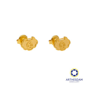 Arthesdam Jewellery 916 Gold Wealth Lock with Lucky Coin Earrings