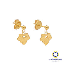 Load image into Gallery viewer, Arthesdam Jewellery 916 Gold Sparkly Dangling Leaf Earrings
