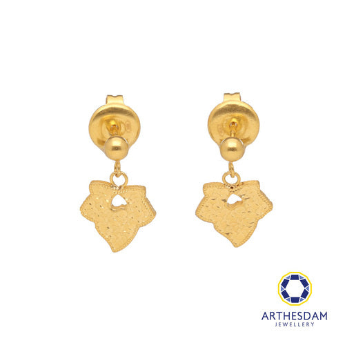 Arthesdam Jewellery 916 Gold Sparkly Dangling Leaf Earrings