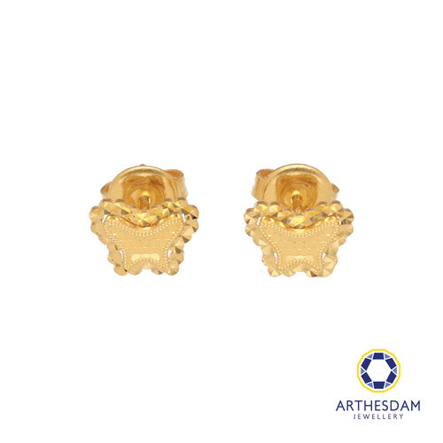 Arthesdam Jewellery 916 Gold Faceted Butterfly Earrings