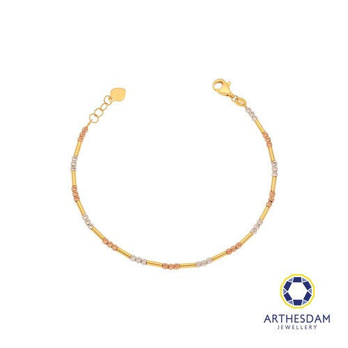 Arthesdam Jewellery 916 Gold 3-Toned Tube and Ball Bracelet