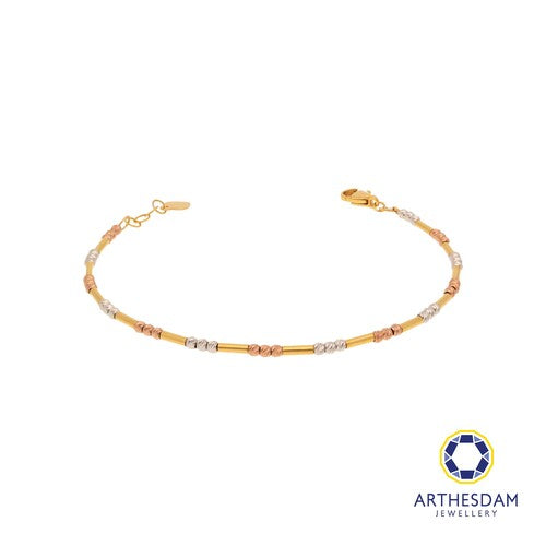 Arthesdam Jewellery 916 Gold 3-Toned Tube and Ball Bracelet