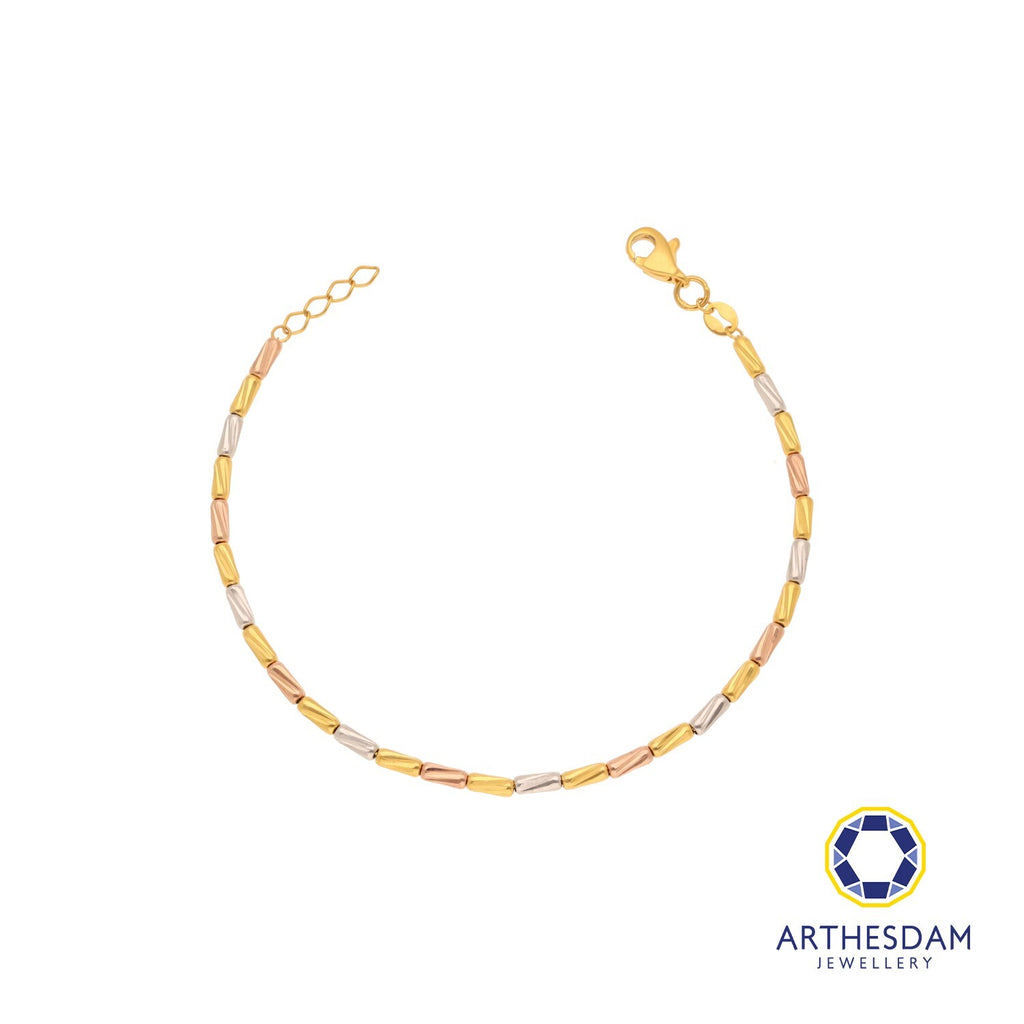 Arthesdam Jewellery 916 Gold 3-Toned Faceted Tube Bracelet