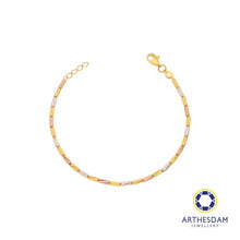 Load image into Gallery viewer, Arthesdam Jewellery 916 Gold 3-Toned Faceted Tube Bracelet
