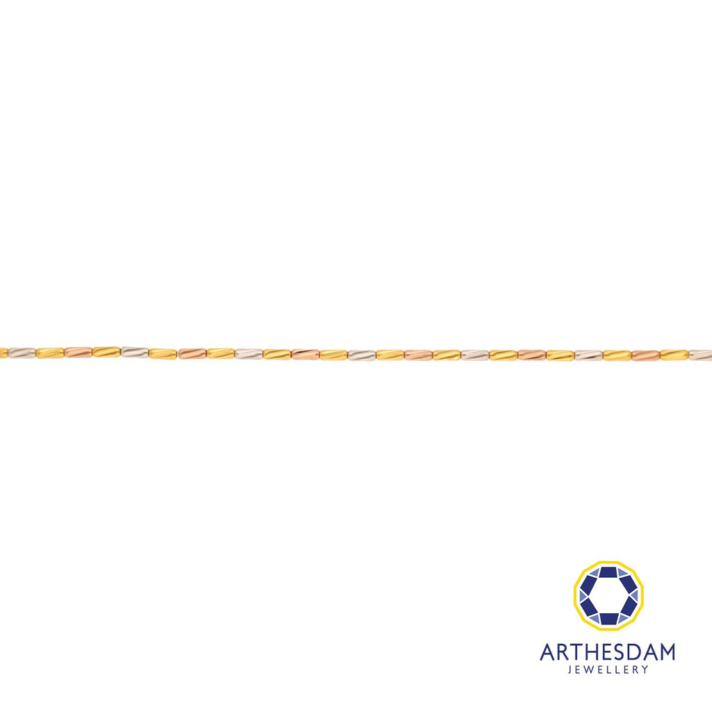 Arthesdam Jewellery 916 Gold 3-Toned Faceted Tube Bracelet