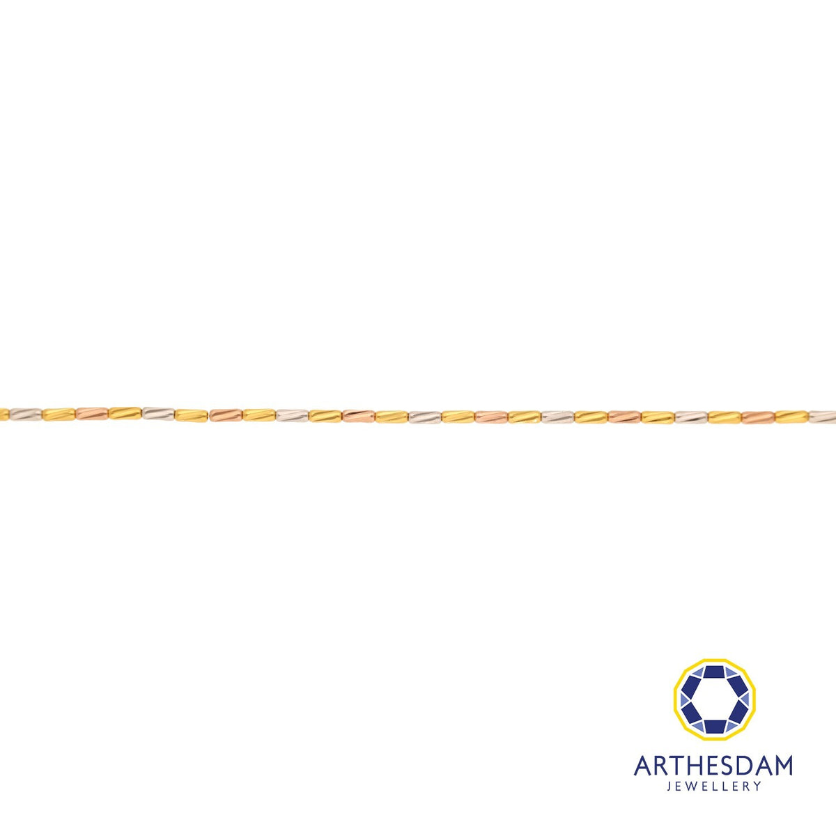 Arthesdam Jewellery 916 Gold 3-Toned Faceted Tube Bracelet