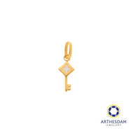 Arthesdam Jewellery 916 Gold Tiny White Enamel Diamond Key Pendant
