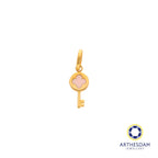 Arthesdam Jewellery 916 Gold Tiny Pink Enamel Clover Key Pendant