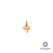 Load image into Gallery viewer, Arthesdam Jewellery 916 Gold Tiny Pink Enamel Clover Key Pendant
