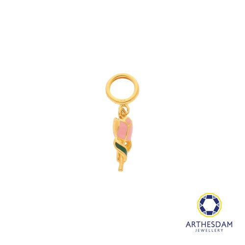 Arthesdam Jewellery 916 Gold Tiny Rose Enamel Charm