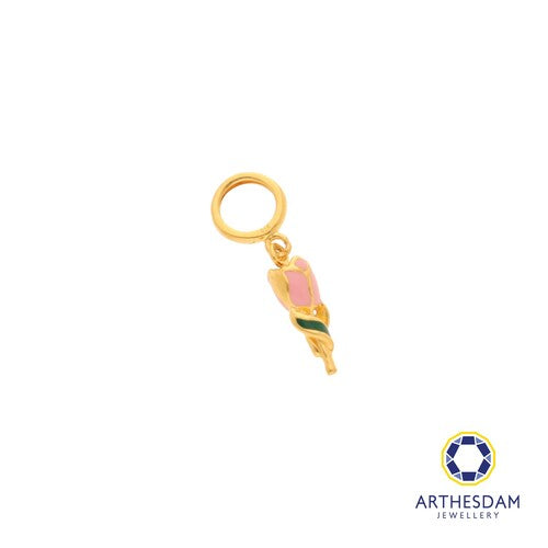 Arthesdam Jewellery 916 Gold Tiny Rose Enamel Charm