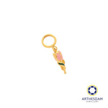 Load image into Gallery viewer, Arthesdam Jewellery 916 Gold Tiny Rose Enamel Charm
