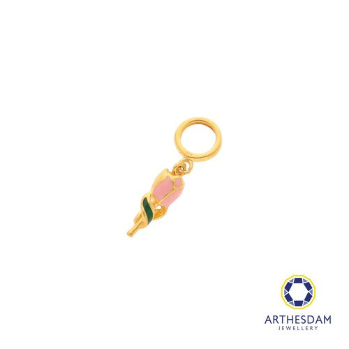 Arthesdam Jewellery 916 Gold Tiny Rose Enamel Charm