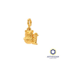 Load image into Gallery viewer, Arthesdam Jewellery 916 Gold Mini Fortune Cat 招财进宝 Charm
